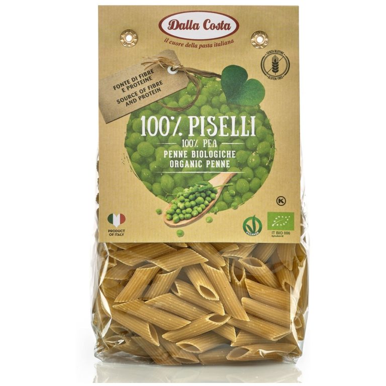 MAKARON PROTEINOWY (Z GROSZKU ZIELONEGO) PENNE BEZGLUTENOWY BIO 250 g - DALLA COSTA