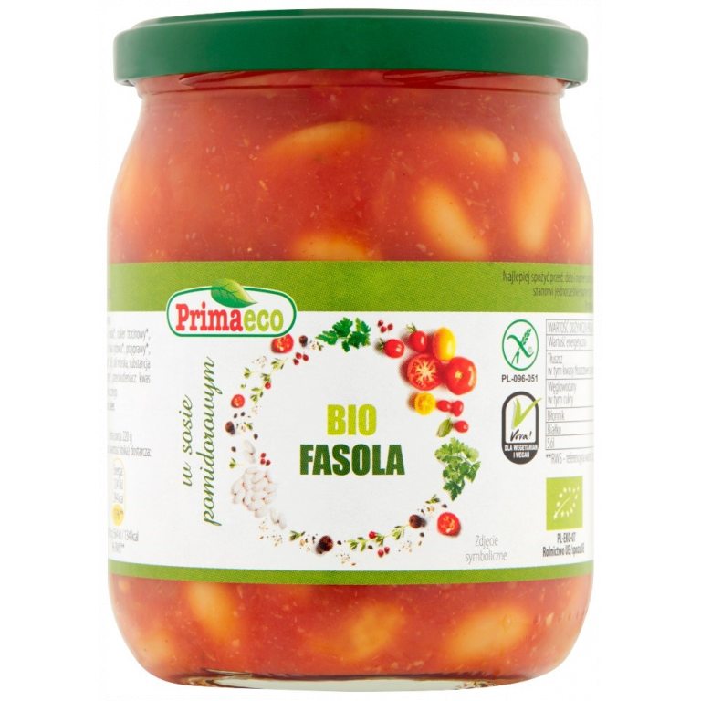 FASOLA W SOSIE POMIDOROWYM BEZGLUTENOWA BIO 440 g - PRIMAVIKA (PRIMAECO)