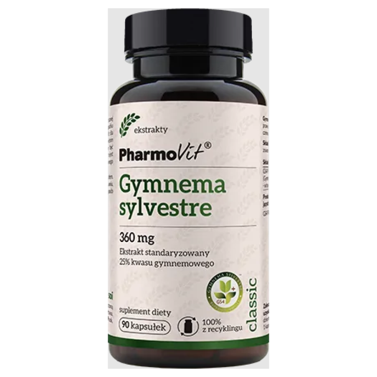 GURMAR EKSTRAKT (GYMNEMA SYLVESTRE) (360 mg) BEZGLUTENOWA 90 KAPSUŁEK - PHARMOVIT (CLASSIC)