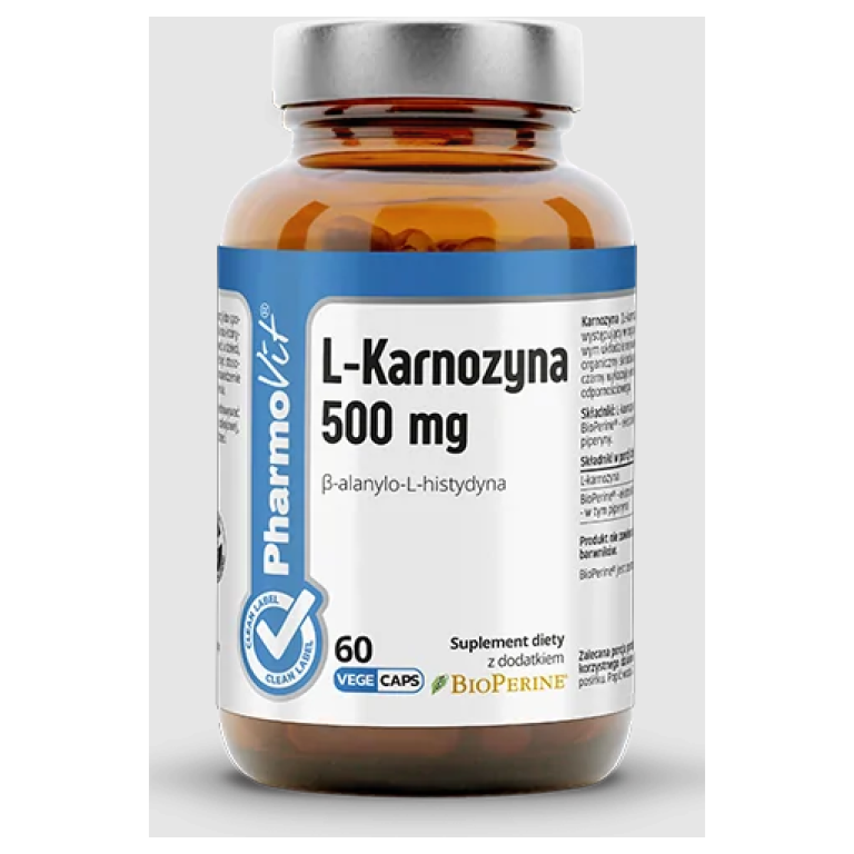 L-KARNOZYNA (500 mg) BEZGLUTENOWA 60 KAPSUŁEK - PHARMOVIT (CLEAN LABEL)