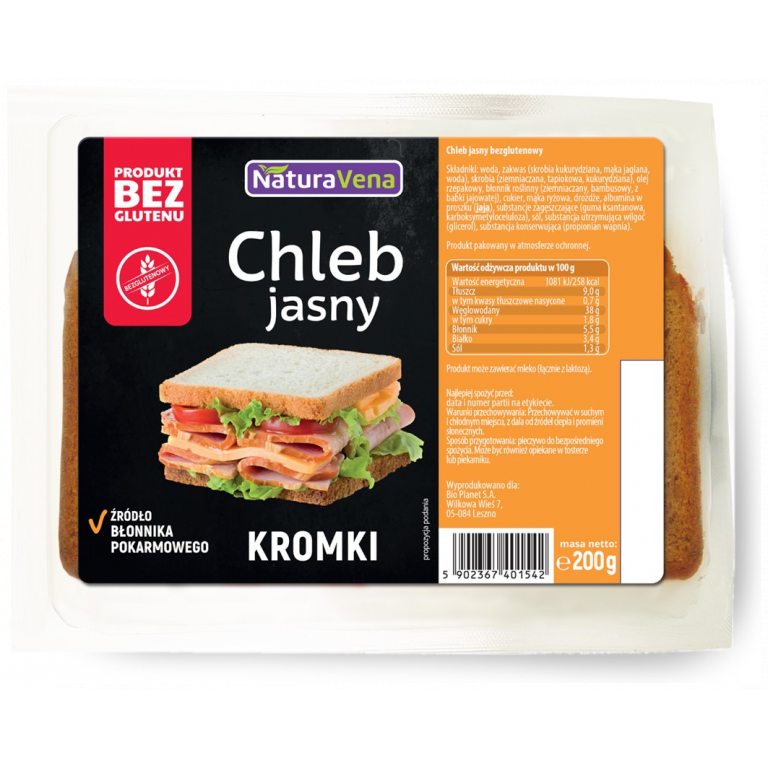 CHLEB JASNY BEZGLUTENOWY 200 g - NATURAVENA