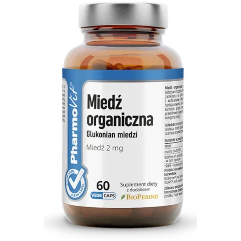 MIEDŹ ORGANICZNA (2 mg) BEZGLUTENOWA 60 KAPSUŁEK - PHARMOVIT (CLEAN LABEL)