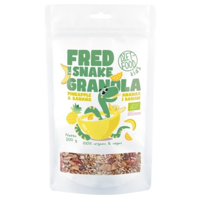 GRANOLA Z ANANASEM I BANANEM BIO 200 g - DIET-FOOD (FRED THE SNAKE)