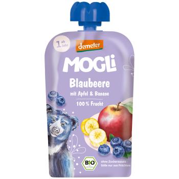 MUS JABŁKO - BANAN - BORÓWKA BEZ DODATKU CUKRÓW OD 1 ROKU DEMETER BIO 100 g - MOGLI