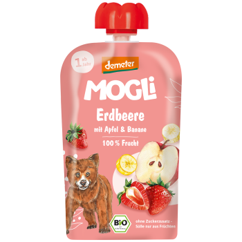 MUS JABŁKO - BANAN - TRUSKAWKA BEZ DODATKU CUKRÓW OD 1 ROKU DEMETER BIO 100 g - MOGLI
