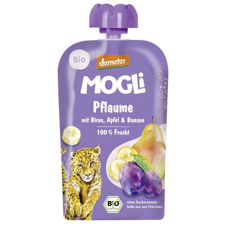 MUS ŚLIWKA - GRUSZKA - JABŁKO - BANAN BEZ DODATKU CUKRÓW OD 1 ROKU DEMETER BIO 100 g - MOGLI