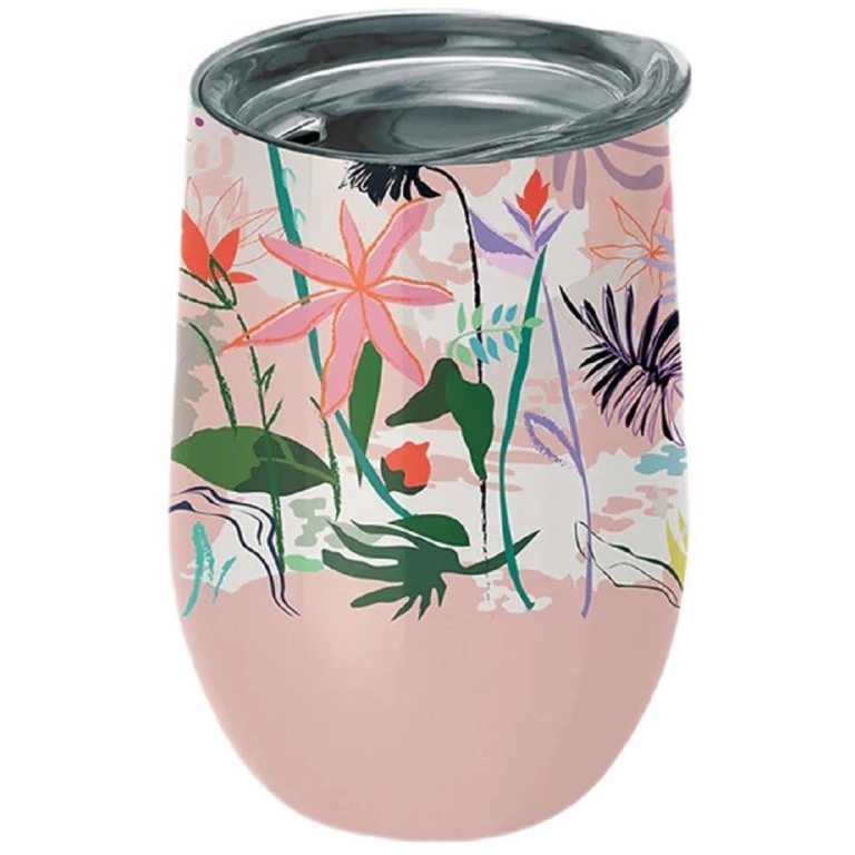 KUBEK TERMICZNY Z POKRYWKĄ KWIATY 420 ml - CHIC-MIC