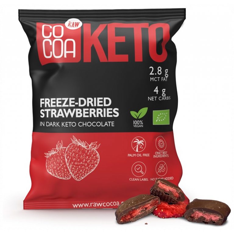 TRUSKAWKI W CZEKOLADZIE CIEMNEJ BEZ DODATKU CUKRU KETO BIO 40 g - COCOA