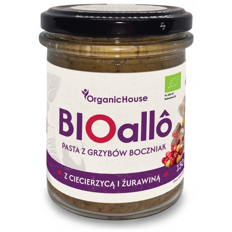 BIOALLO - PASTA Z GRZYBÓW BOCZNIAK Z CIECIERZYCĄ I ŻURAWINĄ BEZGLUTENOWA BIO 180 g - ORGANICHOUSE