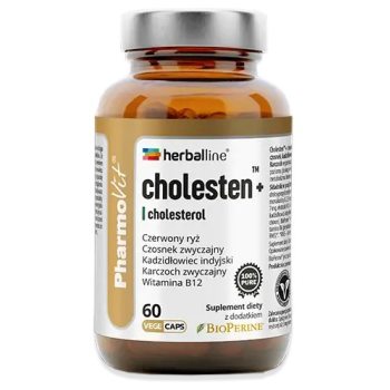 KAPSUŁKI NA PRAWIDŁOWY POZIOM CHOLESTEROLU (CHOLESTEN+) BEZGLUTENOWE 60 szt. - PHARMOVIT (HERBALLINE)