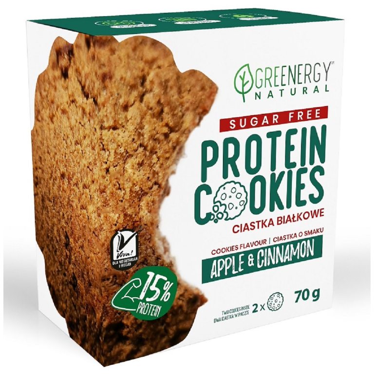 CIASTKA PROTEINOWE JABŁKO - CYNAMON BEZ CUKRU (2 x 35 g) 70 g - GREENERGY
