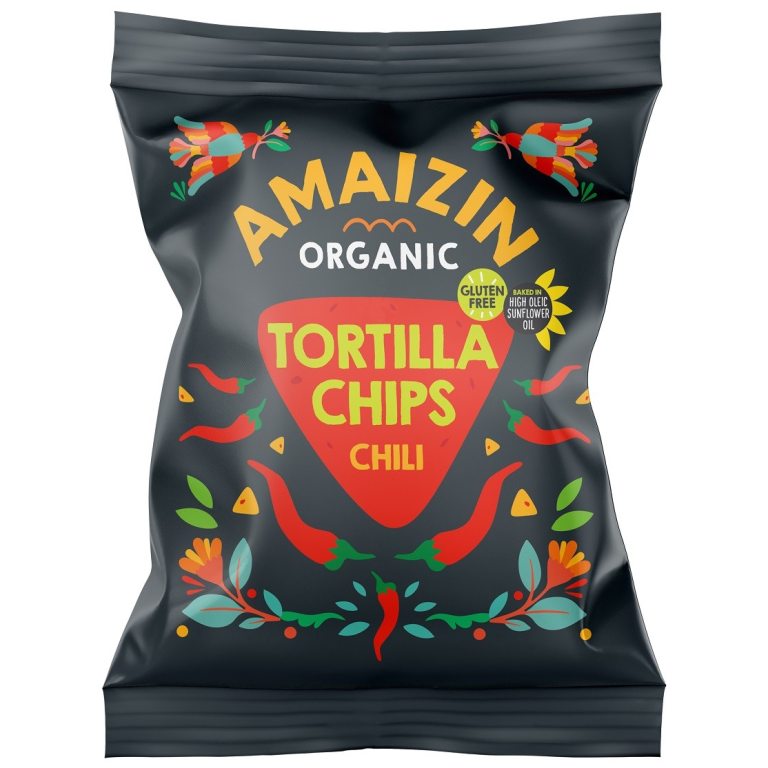 CHIPSY TORTILLA KUKURYDZIANE CHILI BEZGLUTENOWE BIO 75 g - AMAIZIN