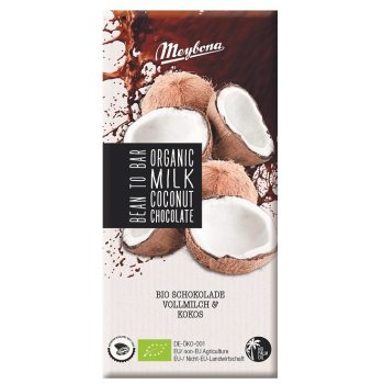 CZEKOLADA MLECZNA Z PŁATKAMI KOKOSOWYMI BIO 100 g - MEYBONA