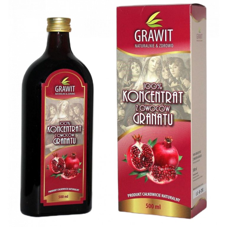 KONCENTRAT Z OWOCÓW GRANATU 100 % (GRAWIT) BEZGLUTENOWY 500 ml - VITAFAN