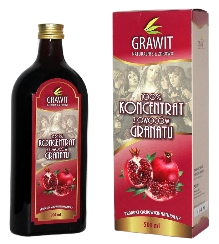 KONCENTRAT Z OWOCÓW GRANATU 100 % (GRAWIT) BEZGLUTENOWY 500 ml - VITAFAN