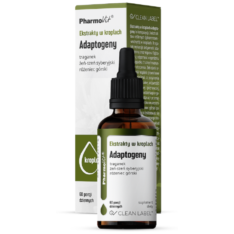 EKSTRAKTY W KROPLACH ADAPTOGENY BEZGLUTENOWE 30 ml - PHARMOVIT (CLEAN LABEL)