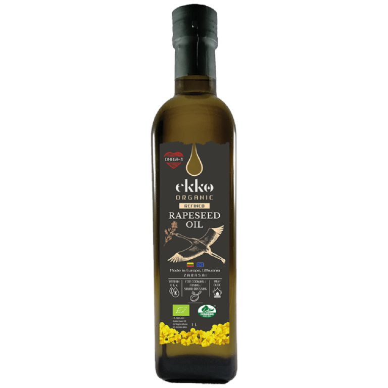 OLEJ RZEPAKOWY DO GOTOWANIA I SMAŻENIA TŁOCZONY NA ZIMNO OMEGA-3 BIO 500 ml - EKKO