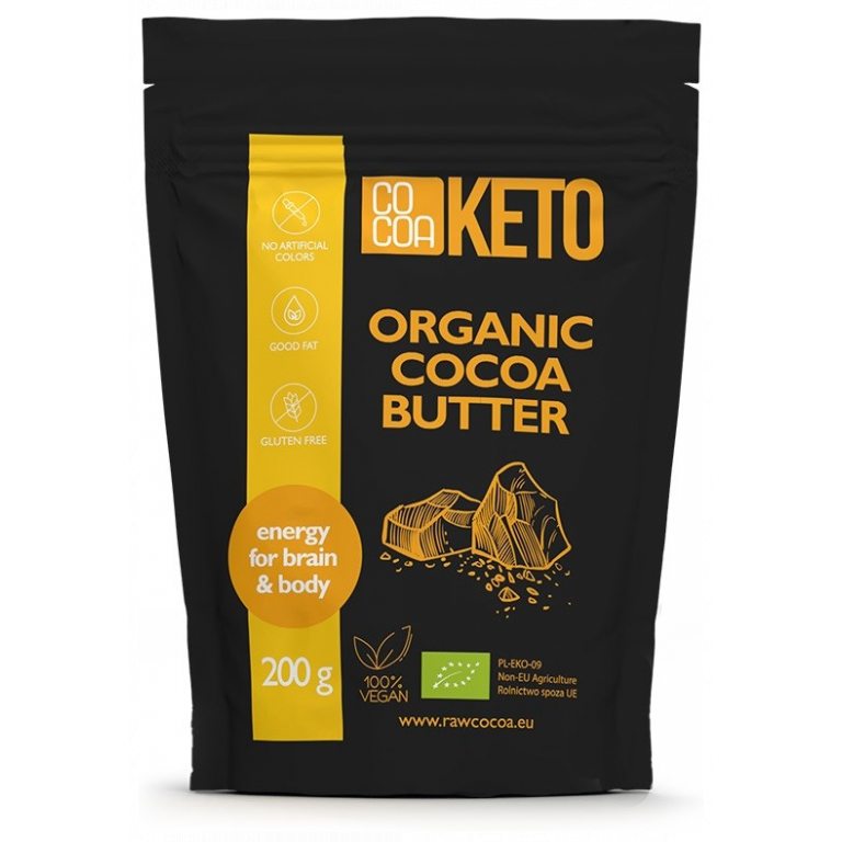 TŁUSZCZ KAKAOWY BEZGLUTENOWY KETO BIO 200 g - COCOA