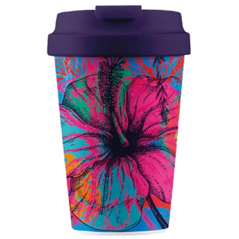 KUBEK PODRÓŻNY KOLOROWY OGRÓD 350 ml - CHIC-MIC