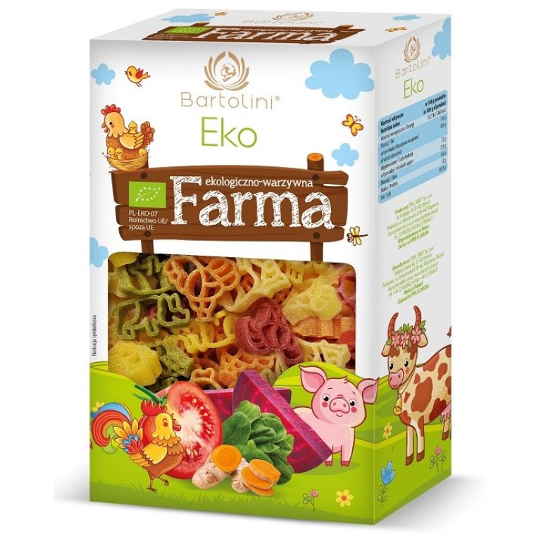 MAKARON (SEMOLINOWY Z SUSZONYMI WARZYWAMI) DLA DZIECI FARMA BIO 250 g - BARTOLINI