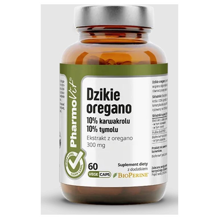 DZIKIE OREGANO EKSTRAKT (300 mg) BEZGLUTENOWY 60 KAPSUŁEK - PHARMOVIT (CLEAN LABEL)