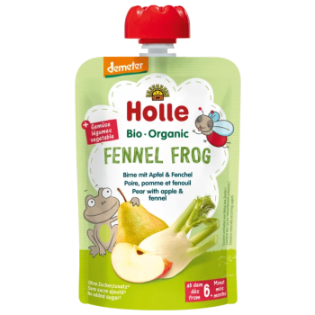 MUS KOPERKOWA ŻABA (GRUSZKA - JABŁKO - KOPER WŁOSKI) BEZ DODATKU CUKRÓW OD 6 MIESIĄCA DEMETER BIO 100 g - HOLLE