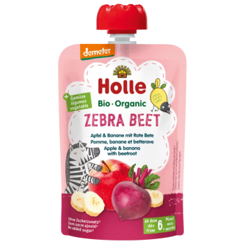 MUS BURACZANA ZEBRA (JABŁKO - BANAN - BURAK) BEZ DODATKU CUKRÓW OD 6 MIESIĄCA DEMETER BIO 100 g - HOLLE