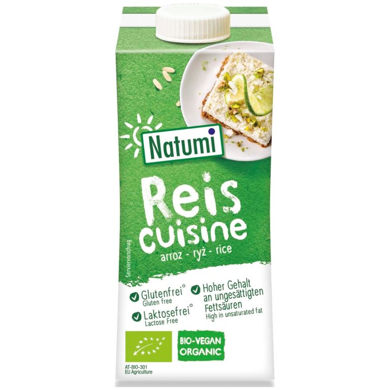 KREM RYŻOWY DO GOTOWANIA I PIECZENIA BEZ DODATKU CUKRÓW BEZGLUTENOWY BIO 200 ml - NATUMI