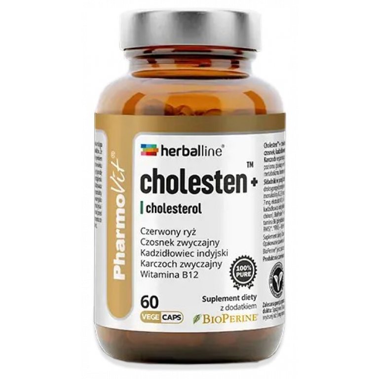 KAPSUŁKI NA PRAWIDŁOWY POZIOM CHOLESTEROLU (CHOLESTEN+) BEZGLUTENOWE 60 szt. - PHARMOVIT (HERBALLINE)