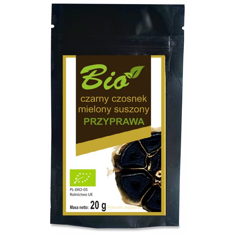 CZARNY CZOSNEK MIELONY SUSZONY BEZGLUTENOWY BIO 20 g - PRZETWORY Z NATURY