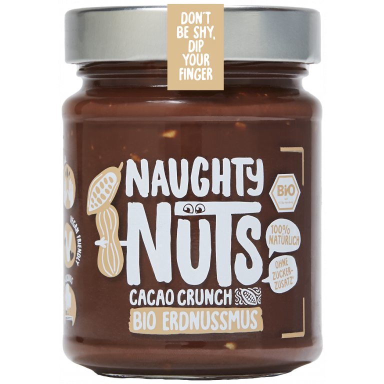 KREM Z ORZESZKÓW ZIEMNYCH Z KAKAO CRUNCHY BIO 250 g - NAUGHTY NUTS