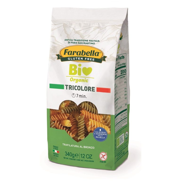 MAKARON (KUKURYDZIANO - RYŻOWY TRÓJKOLOROWY) ŚWIDERKI BEZGLUTENOWY BIO 340 g - FARABELLA