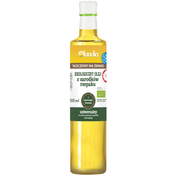 OLEJ Z ZARODKÓW RZEPAKU UNIWERSALNY TŁOCZONY NA ZIMNO OMEGA-3 BIO 500 ml - OLANDIA