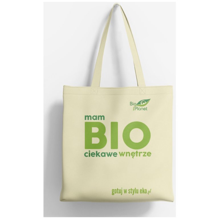 TORBA NA ZAKUPY Z DNEM I BOKAMI (BAWEŁNIANA) Z LOGO BIO PLANET