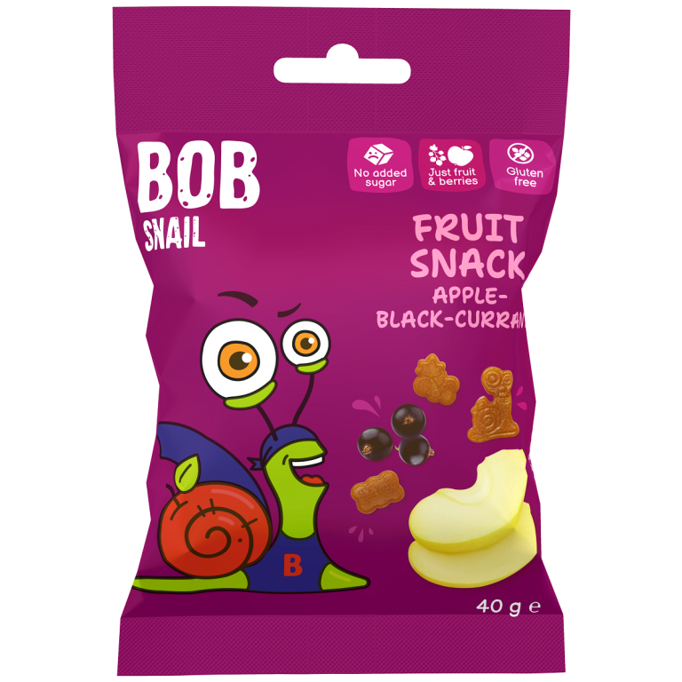 ŻELKI JABŁKO - CZARNA PORZECZKA BEZ ŻELATYNY BEZGLUTENOWE 40 g - BOB SNAIL