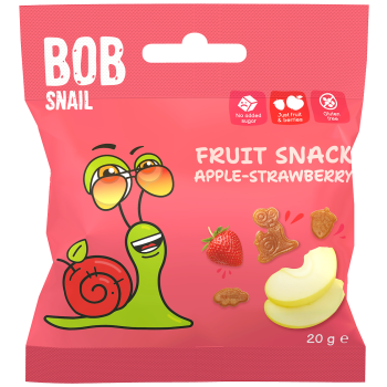 ŻELKI JABŁKO - TRUSKAWKA BEZ ŻELATYNY BEZGLUTENOWE 20 g - BOB SNAIL