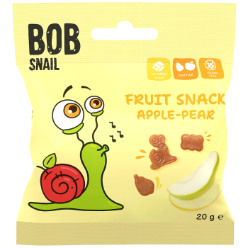 ŻELKI JABŁKO - GRUSZKA BEZ ŻELATYNY BEZGLUTENOWE 20 g - BOB SNAIL