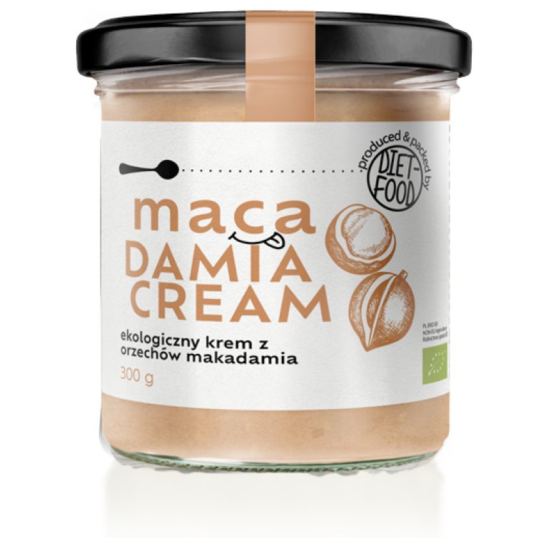 KREM Z ORZECHÓW MACADAMIA BEZ DODATKU CUKRU BIO 300 g - DIET-FOOD