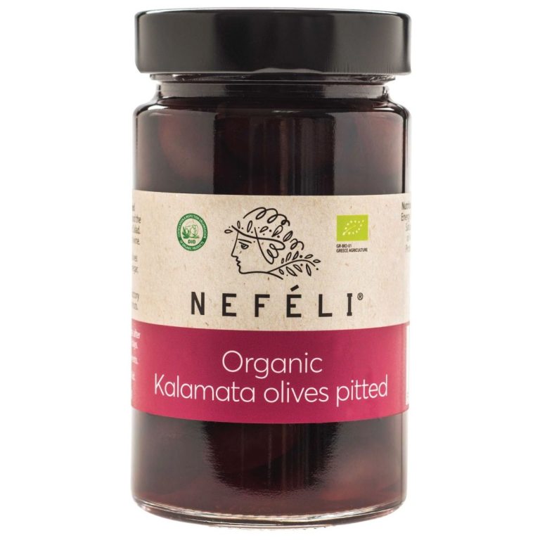 OLIWKI CZARNE KALAMATA BEZ PESTEK W ZALEWIE BIO 295 g (160 g) - NEFELI