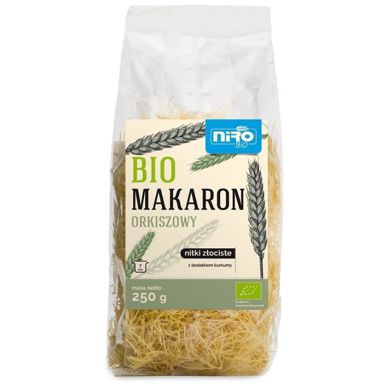 MAKARON (ORKISZOWY Z KURKUMĄ) NITKI ZŁOCISTE BIO 250 g - NIRO