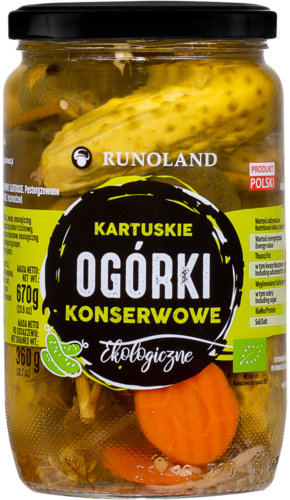 OGÓRKI KONSERWOWE KARTUSKIE BIO 670 g (360 g) - RUNOLAND