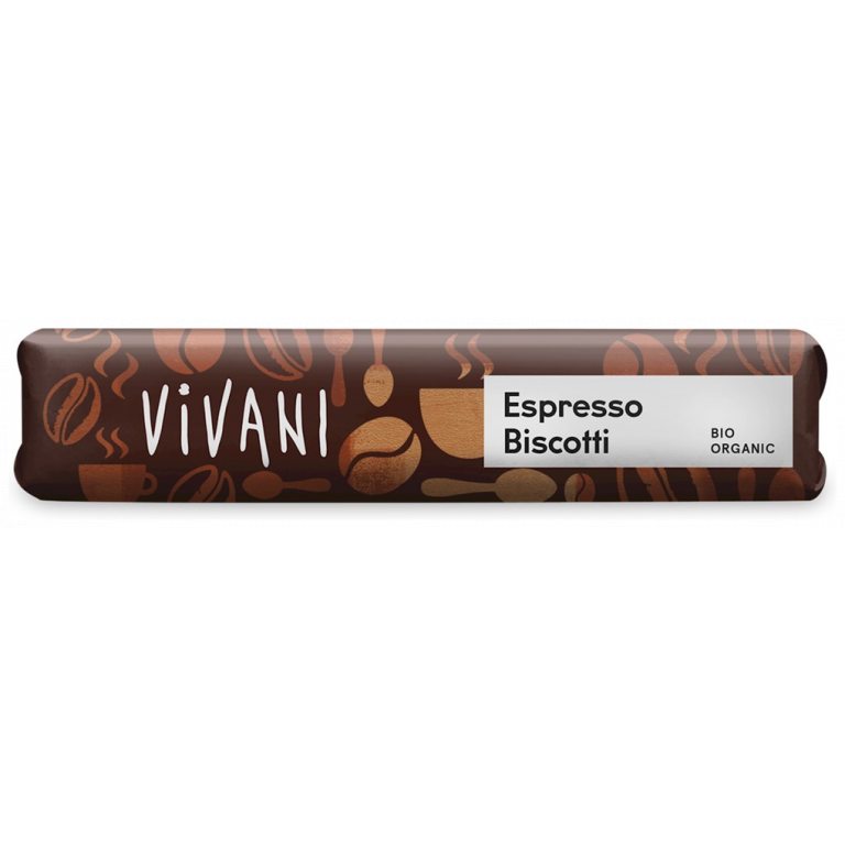 BATON Z MLECZNEJ CZEKOLADY Z NADZIENIEM ESPRESSO I HERBATNIKAMI BIO 40 g - VIVANI