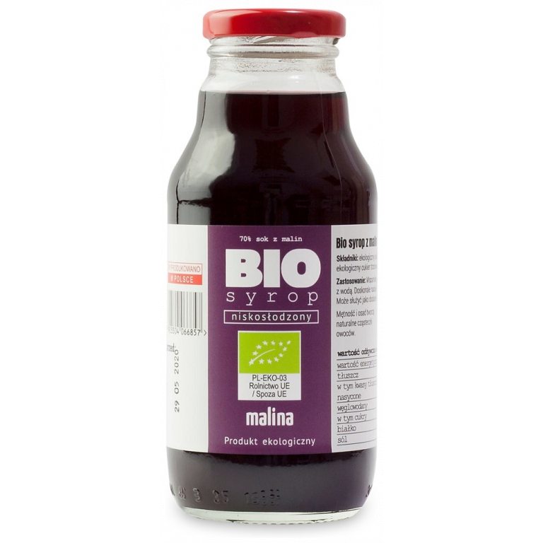 SYROP Z MALIN NISKOSŁODZONY BIO 330 ml - KAMIONNA