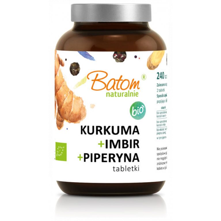 KURKUMA + IMBIR + PIPERYNA BIO 240 TABLETEK - BATOM