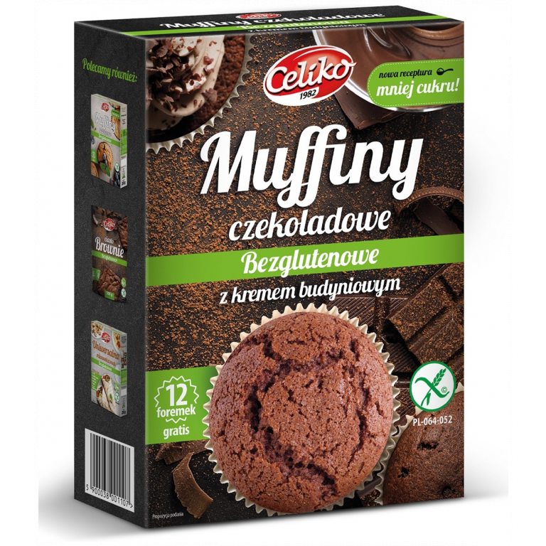 MIESZANKA NA MUFFINY CZEKOLADOWE Z KREMEM BUDYNIOWYM BEZGLUTENOWA 310 g - CELIKO