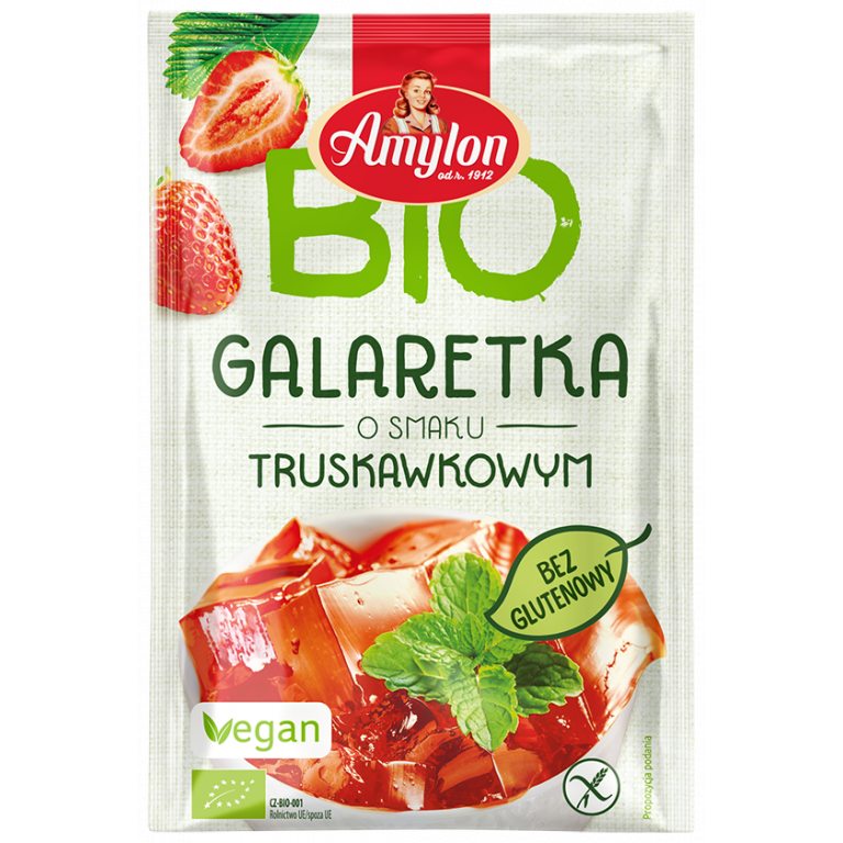 GALARETKA Z AGAREM O SMAKU TRUSKAWKOWYM BEZGLUTENOWA BIO 40 g - AMYLON