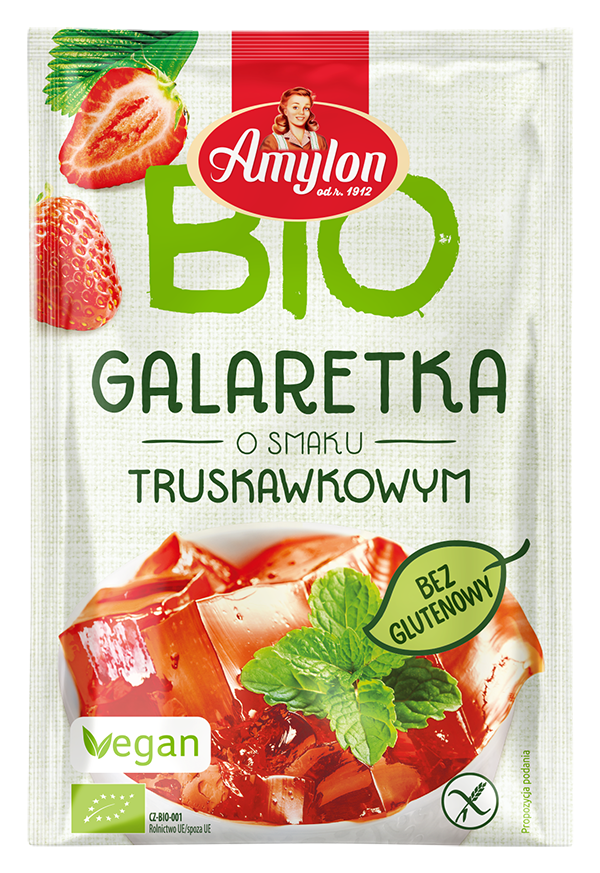 GALARETKA Z AGAREM O SMAKU TRUSKAWKOWYM BEZGLUTENOWA BIO 40 g - AMYLON