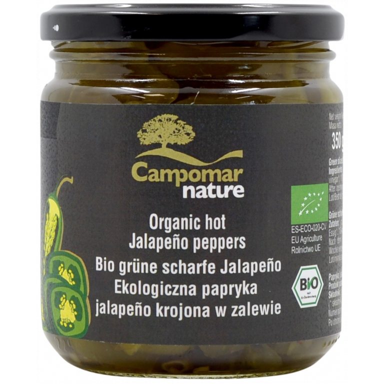 PAPRYKA JALAPENO ZIELONA KROJONA W ZALEWIE BIO 350 g (130 g) - CAMPOMAR NATURE