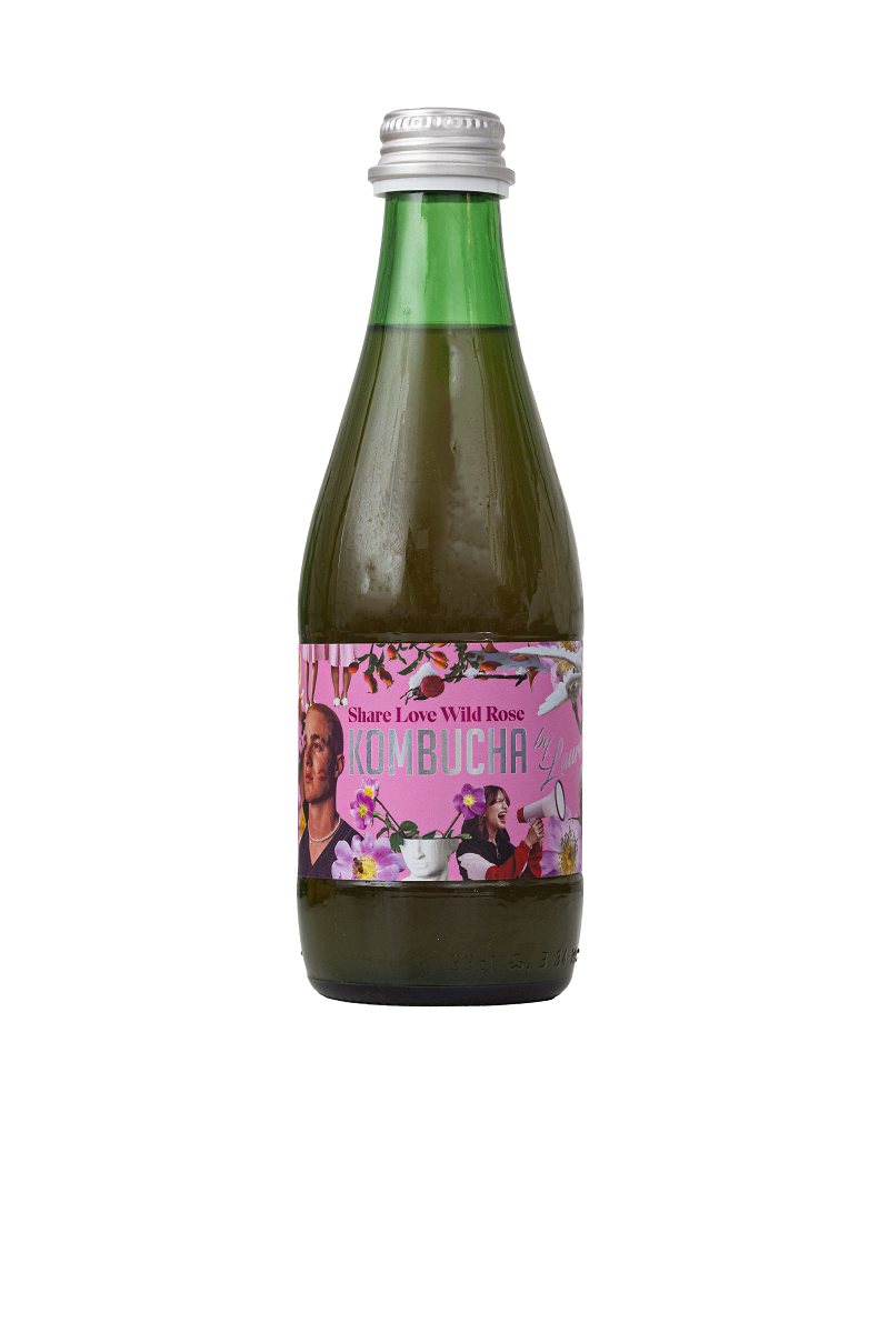 KOMBUCHA Z SOKIEM Z DZIKIEJ RÓŻY (SHARE LOVE WILD ROSE) BIO 330 ml - KOMBUCHA BY LAURENT