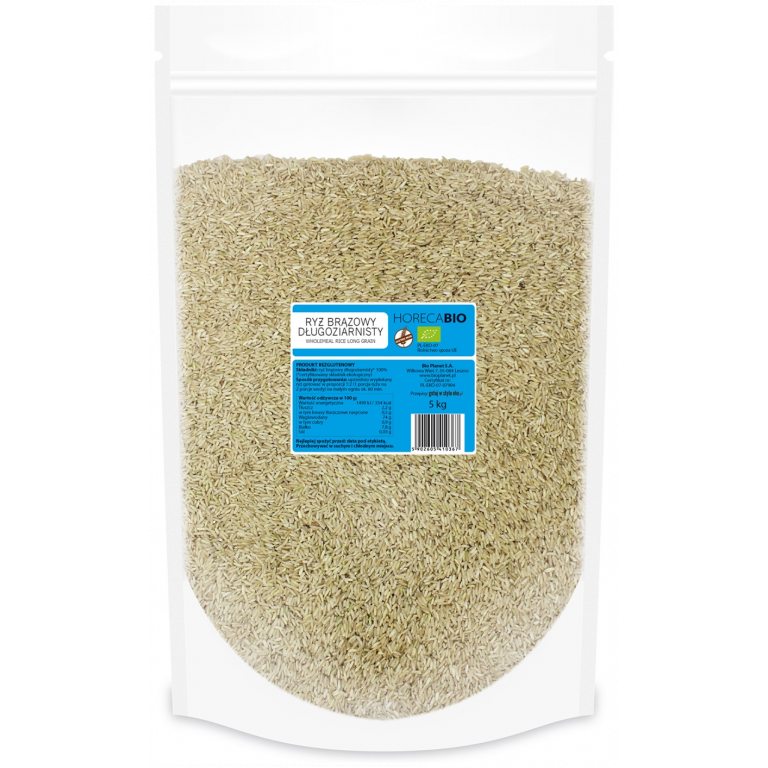 RYŻ BRĄZOWY DŁUGOZIARNISTY BEZGLUTENOWY BIO 5 kg - HORECA (BIO PLANET)